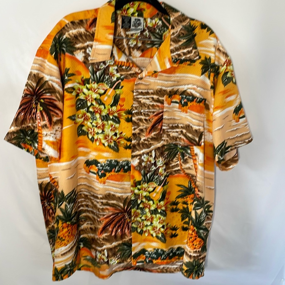 Kennington Hawaiian tropical floral shirt size xl cork like buttons